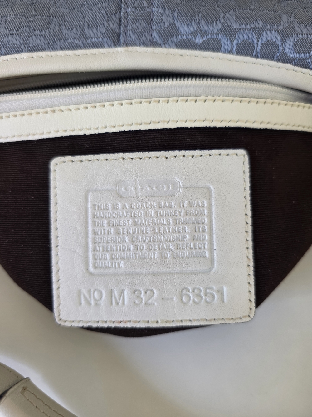 Coach Soho Signature Jacquard Hobo Shoulder Bag Denim Blue White Leather Y2K - Picture 10 of 13